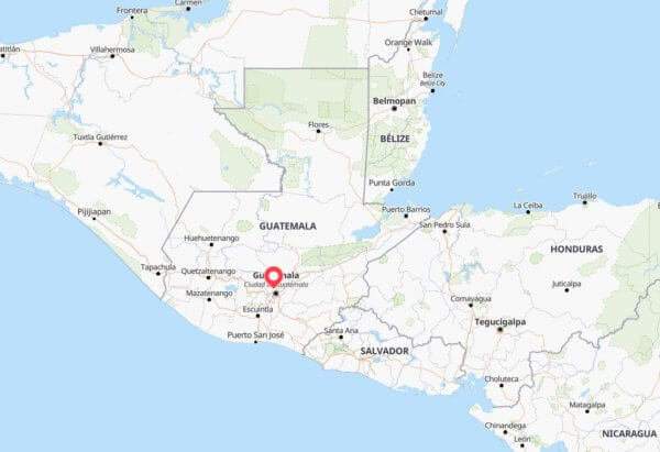 Carte de situation de la Finca El Zapote au Guatemala